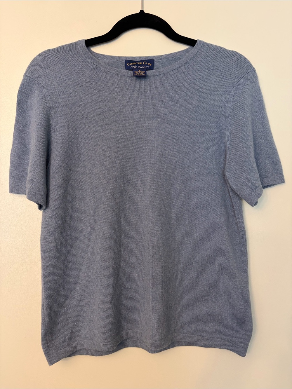Charter Club 2 ply cashmere light blue shirt sleeve sweater medium